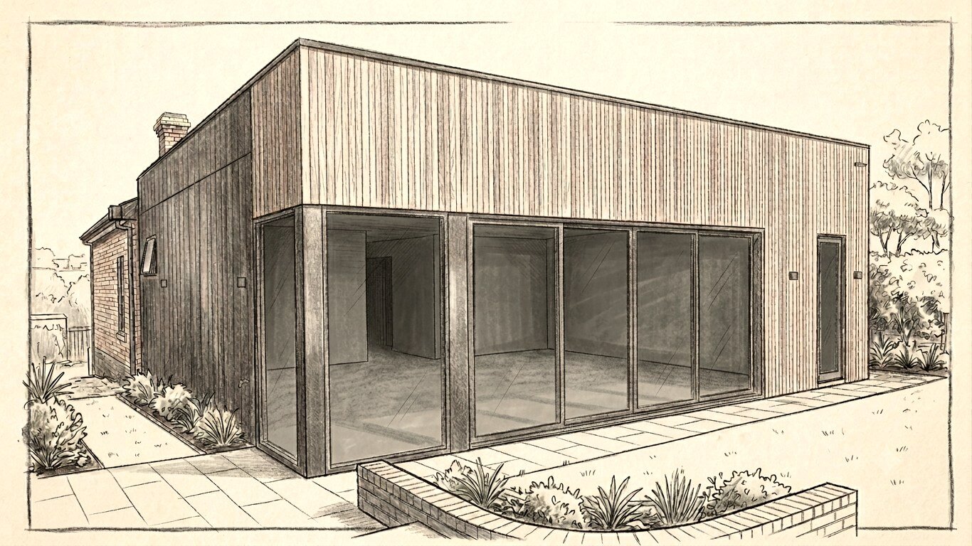 Waverley House — the early concept drawing of the new rear extension